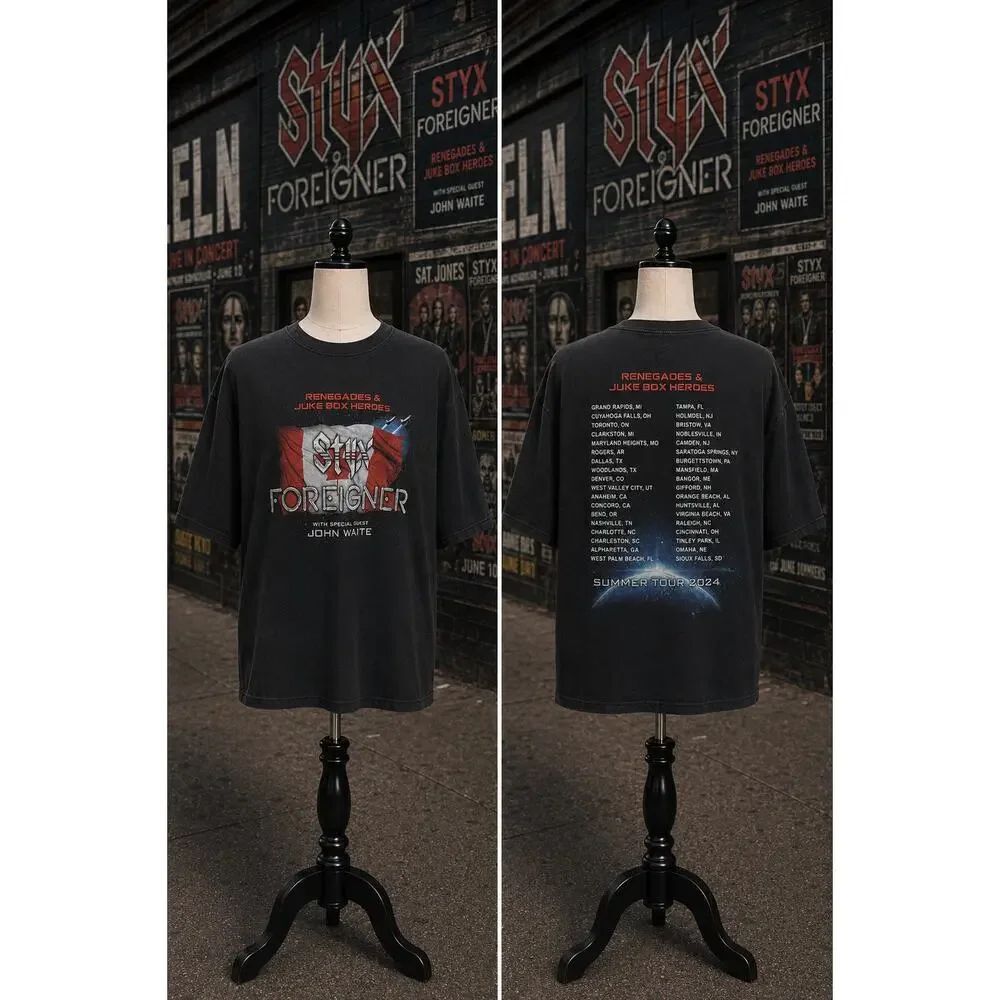 Styx Foreigner Renegades & Juke Box Heroes 2024 Tour Tee XXL